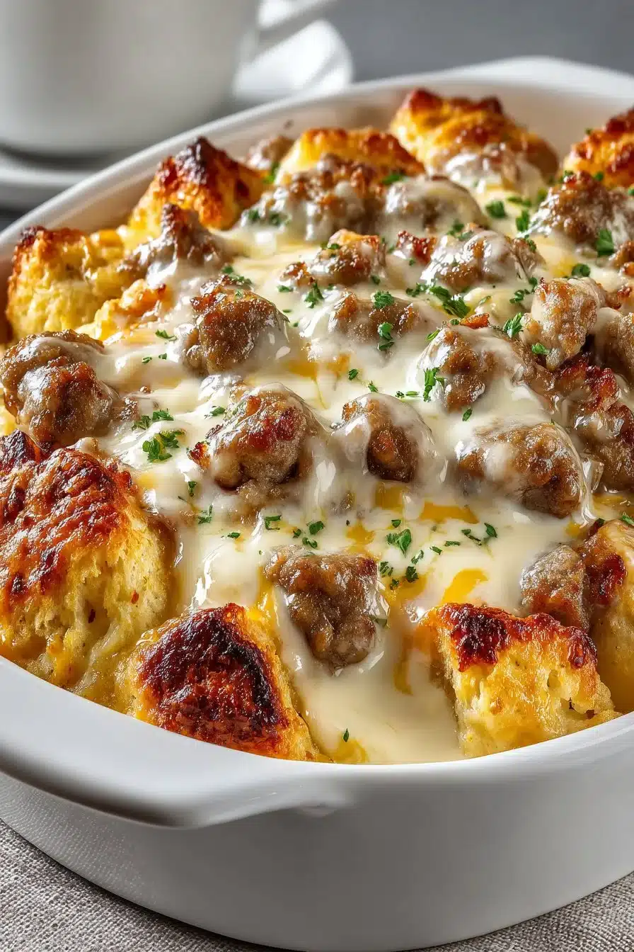 sausage biscuits and gravy breakfast casserole 2026 06 07 044135