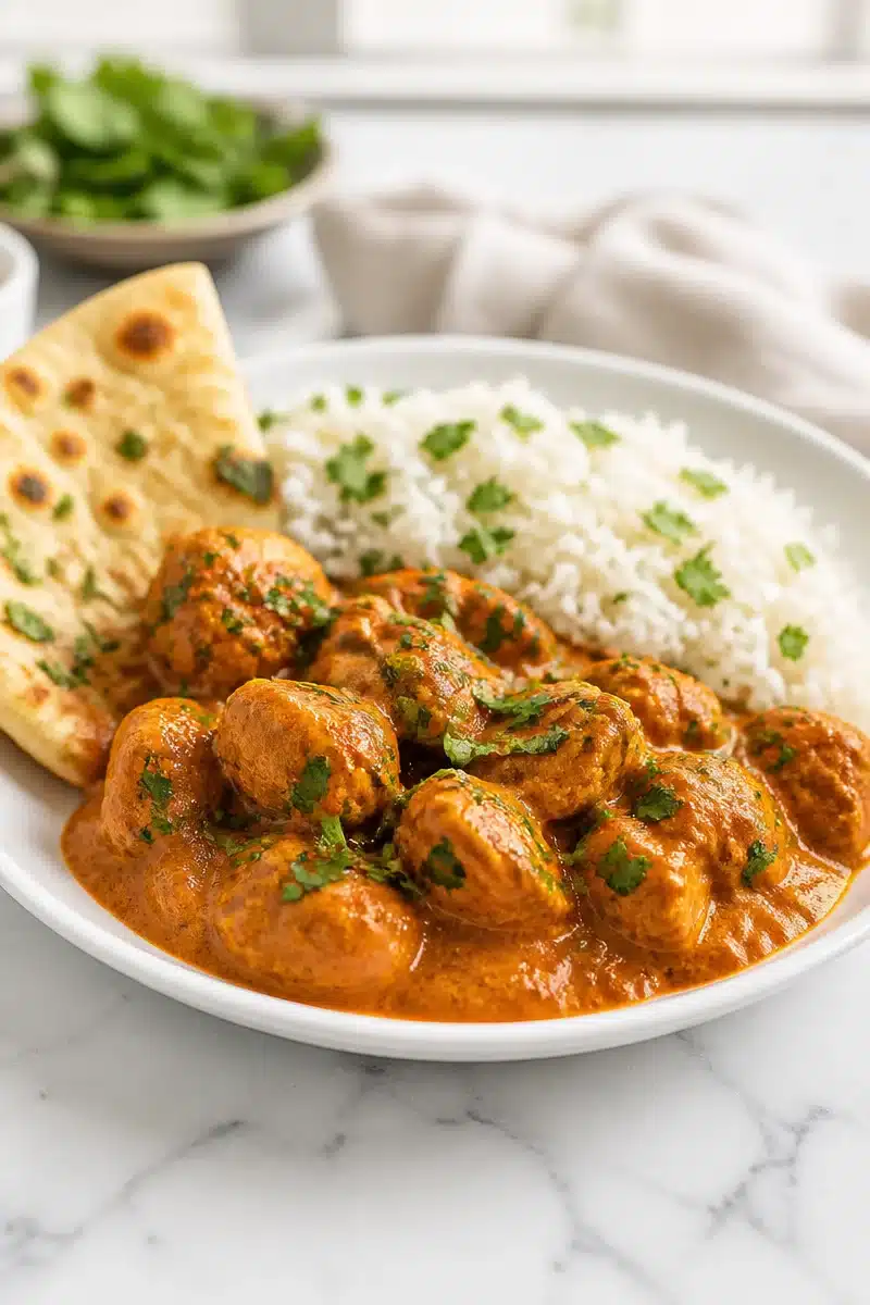 Delicious slow cooker authentic butter chicken served in a bowl