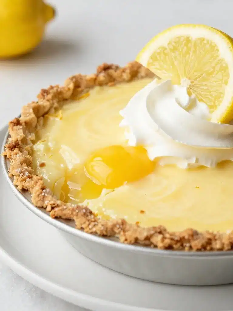 Delicious Southern lemon icebox pie with a buttery crust and zesty filling