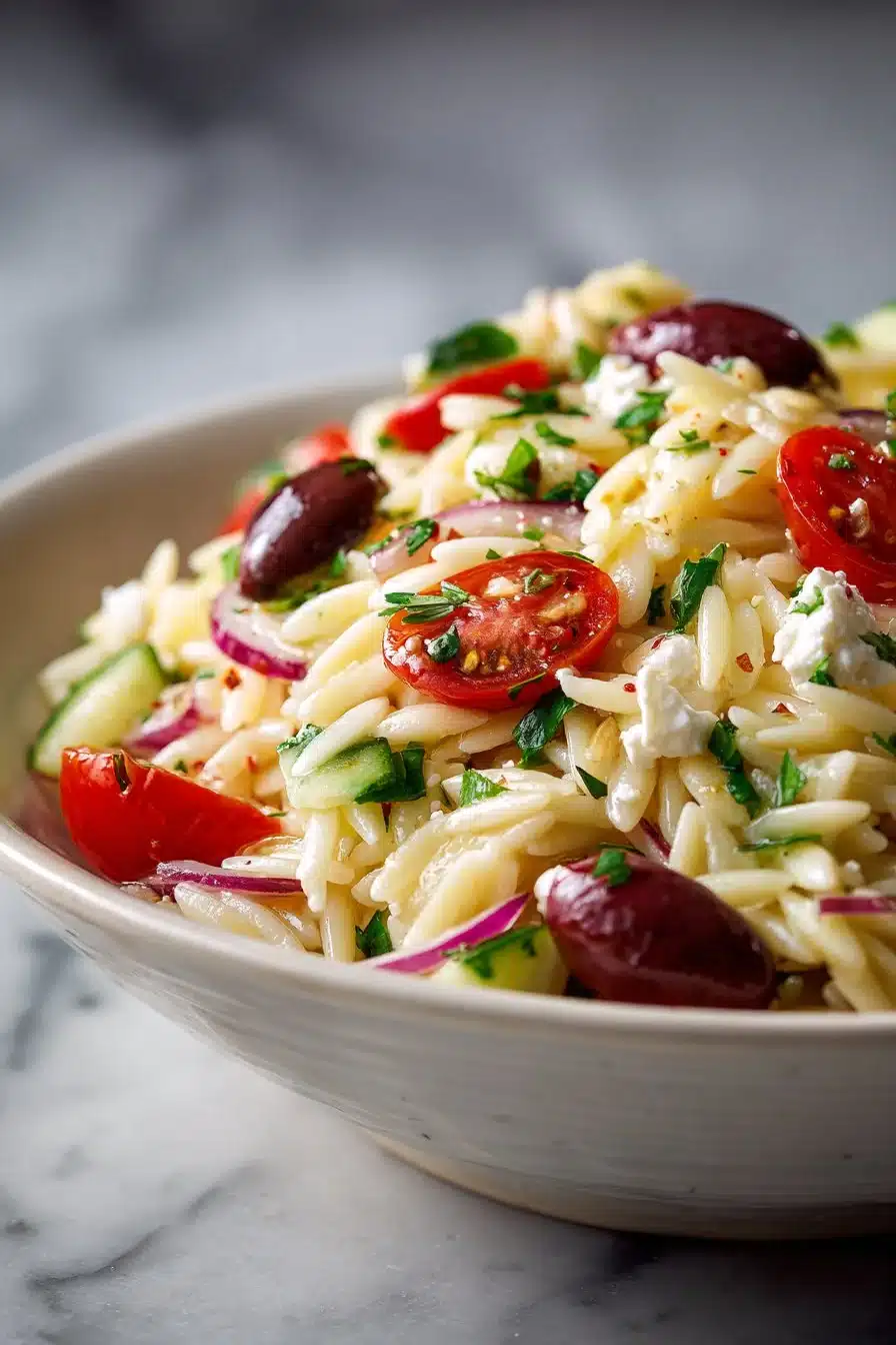Zesty Feta and Olive Mediterranean Orzo Salad zesty feta and olive mediterranean orzo salad 2026 06 06 023919