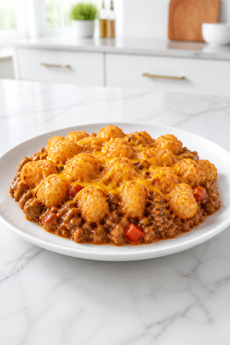 30-Minute Sloppy Joe Ground Turkey Casserole with Tater Tots 30-Minute Sloppy Joe Ground Turkey Casserole with Tater Tots