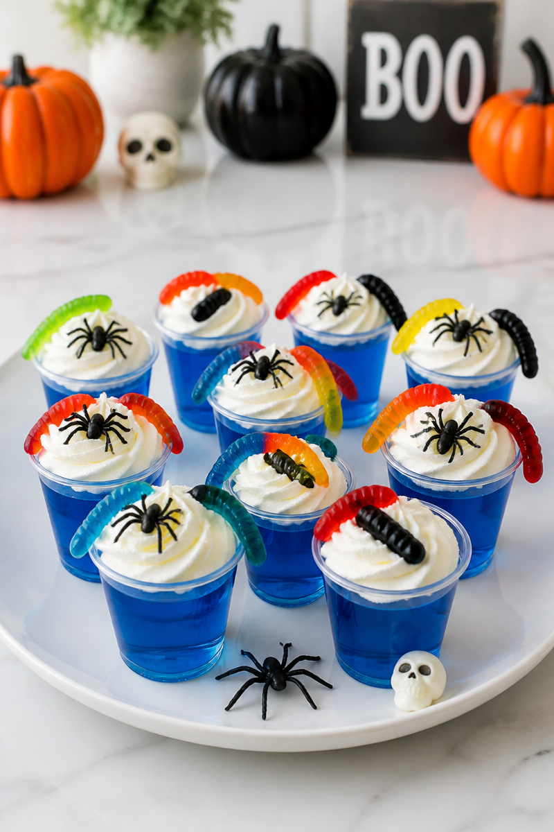 Alcohol Free Spooky Blue Raspberry Halloween Jello Shot Alcohol Free Spooky Blue Raspberry Halloween Jello Shot