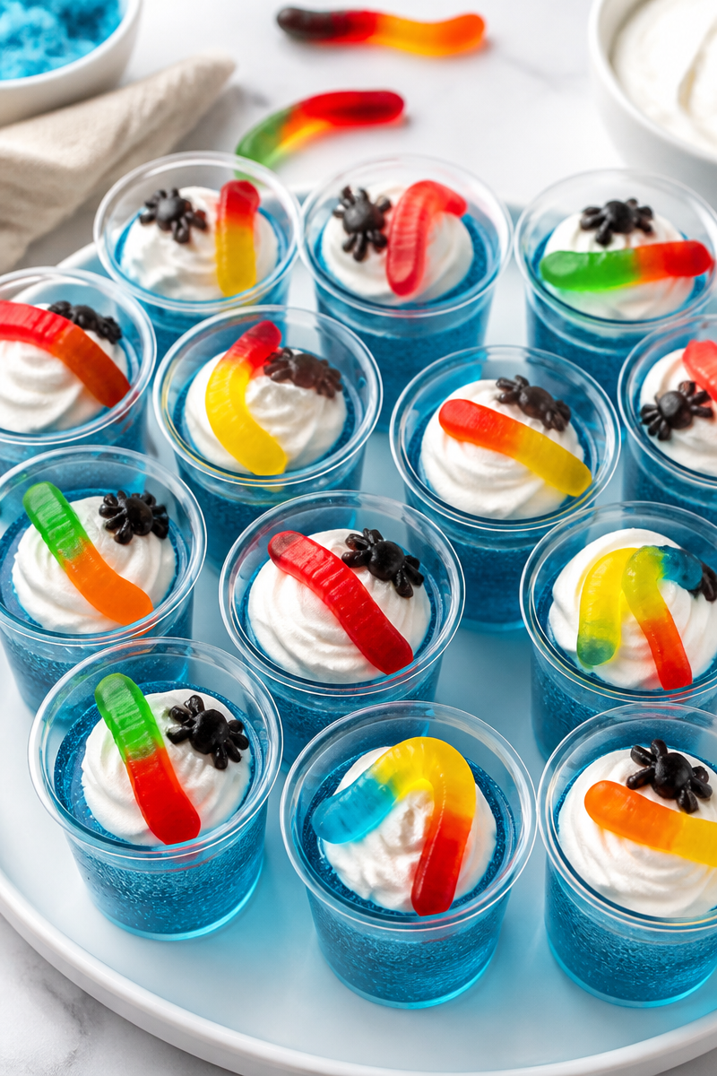 Alcohol Free Spooky Blue Raspberry Halloween Jello Shot Alcohol Free Spooky Blue Raspberry Halloween Jello Shot