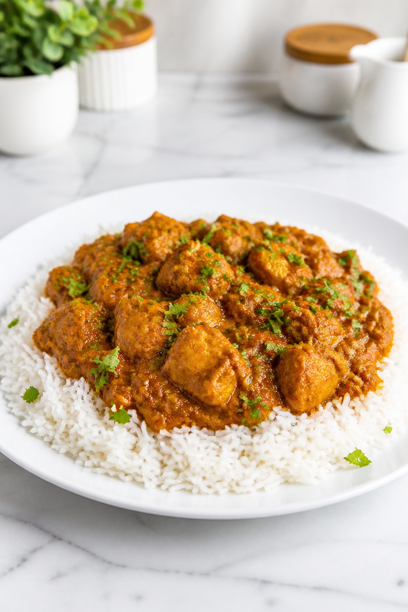 Authentic Chicken Masala Curry with Basmati Rice