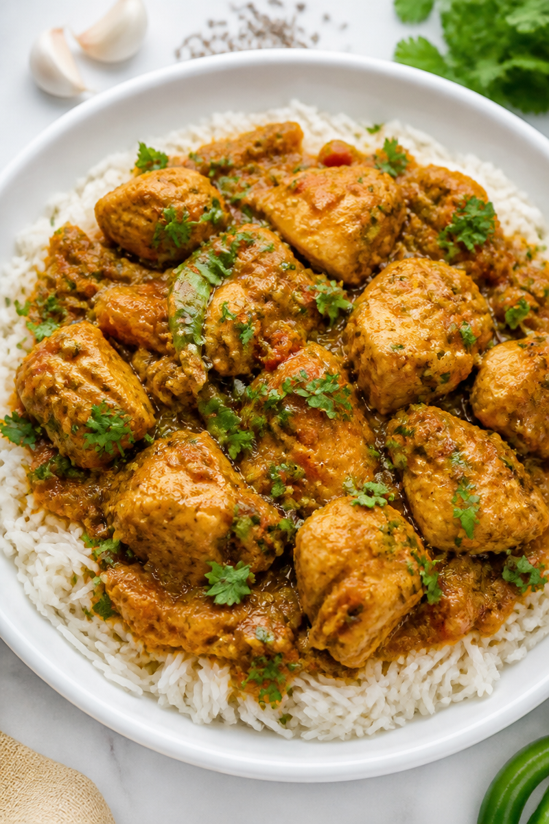 Authentic Chicken Masala Curry with Basmati Rice