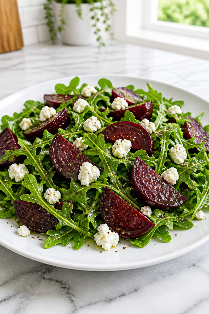 Baby Arugula and Roasted Beet Salad with Goat Cheese Baby Arugula and Roasted Beet Salad with Goat Cheese