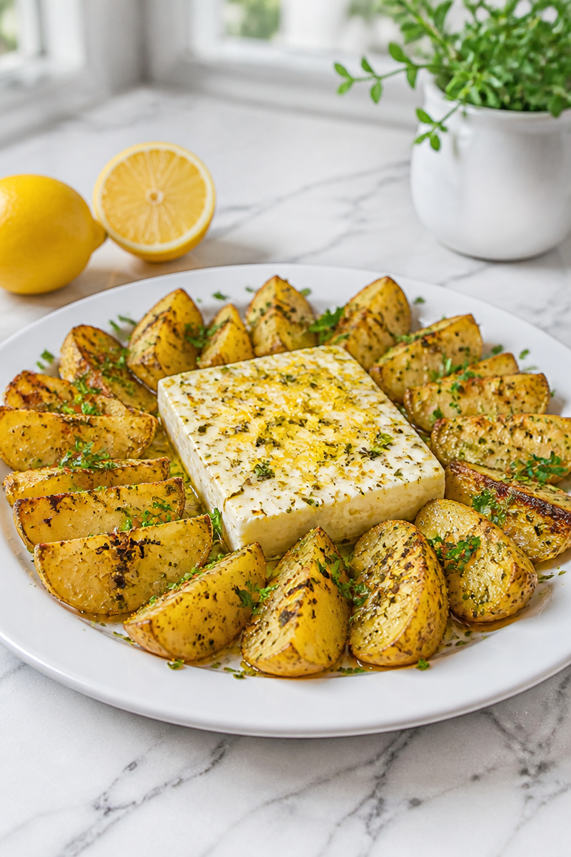 Baked Feta Potatoes with Lemon and Oregano Baked Feta Potatoes with Lemon and Oregano