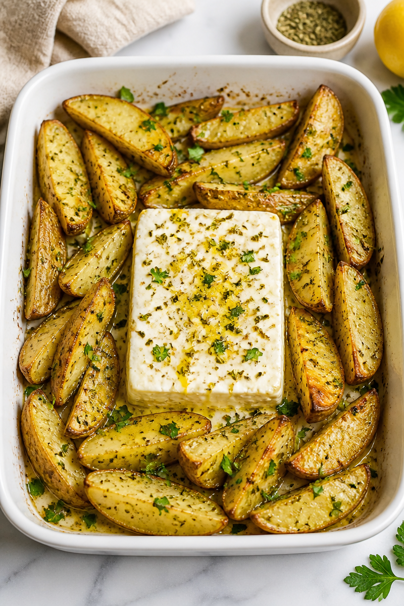 Baked Feta Potatoes with Lemon and Oregano Baked Feta Potatoes with Lemon and Oregano