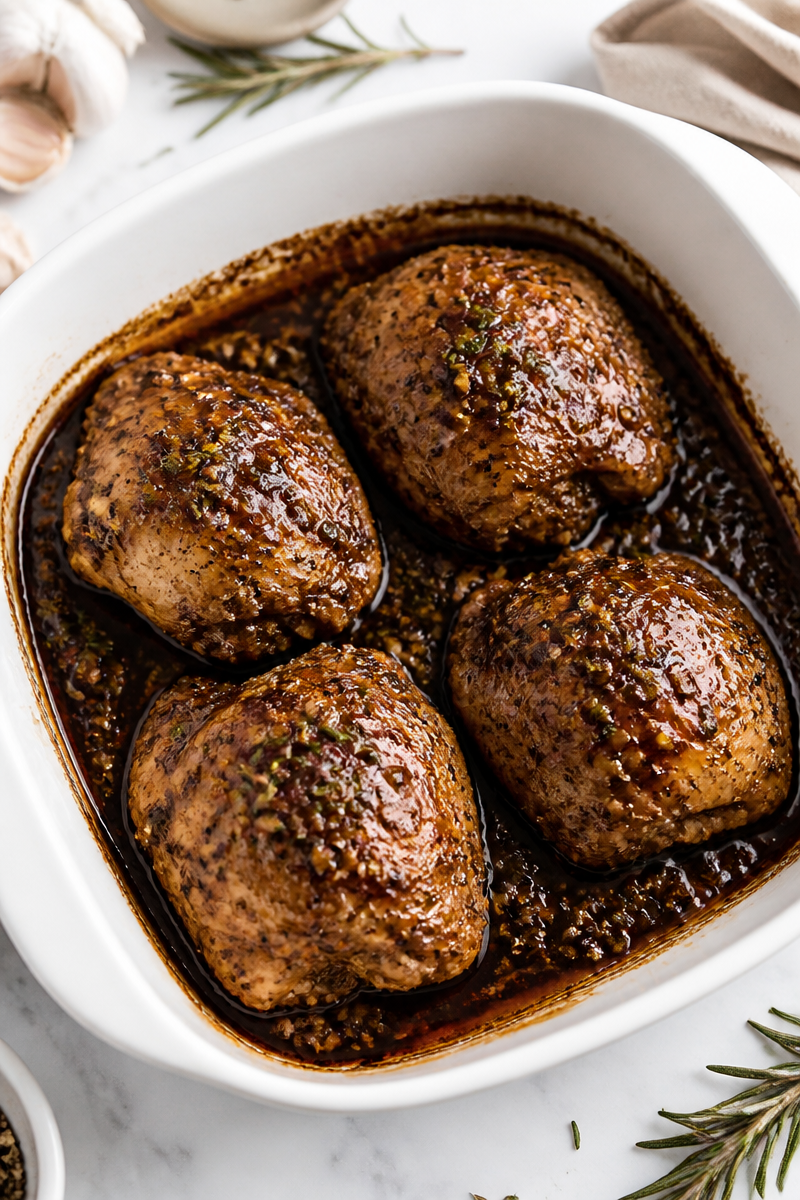 Baked Low Sodium Balsamic Chicken Thighs with Rosemary