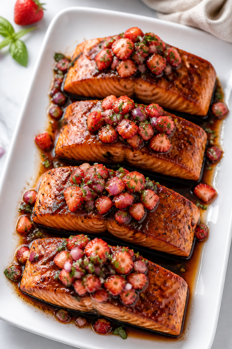 Balsamic Glazed Salmon with Strawberry Salsa Balsamic Glazed Salmon with Strawberry Salsa