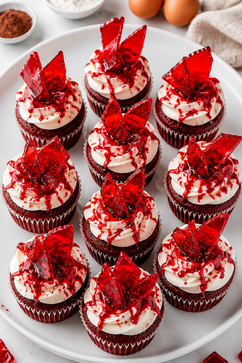Bloody Glass Shard Red Velvet Cupcake Halloween Bloody Glass Shard Red Velvet Cupcake Halloween