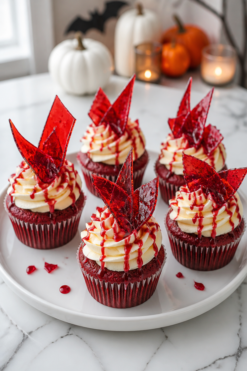 Bloody Glass Shard Red Velvet Cupcake Halloween Bloody Glass Shard Red Velvet Cupcake Halloween