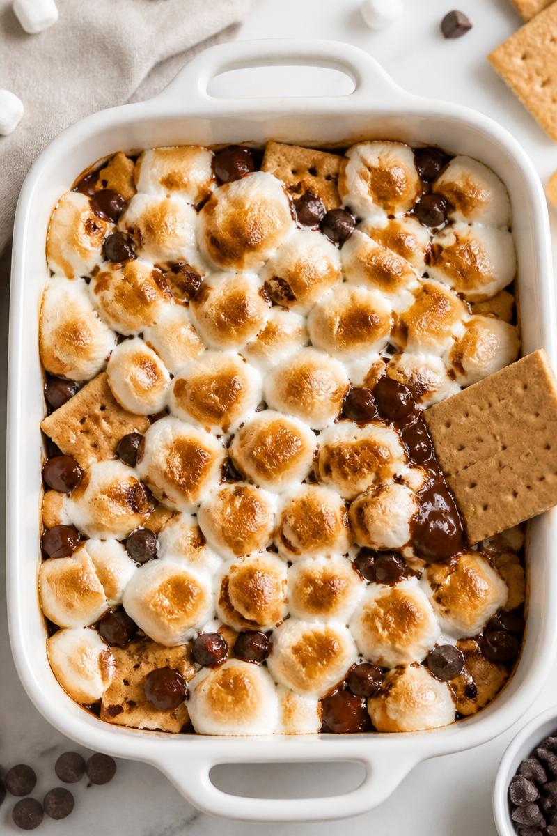 Campfire S'more Dip Dessert with Graham Cracker Campfire S'more Dip Dessert with Graham Cracker