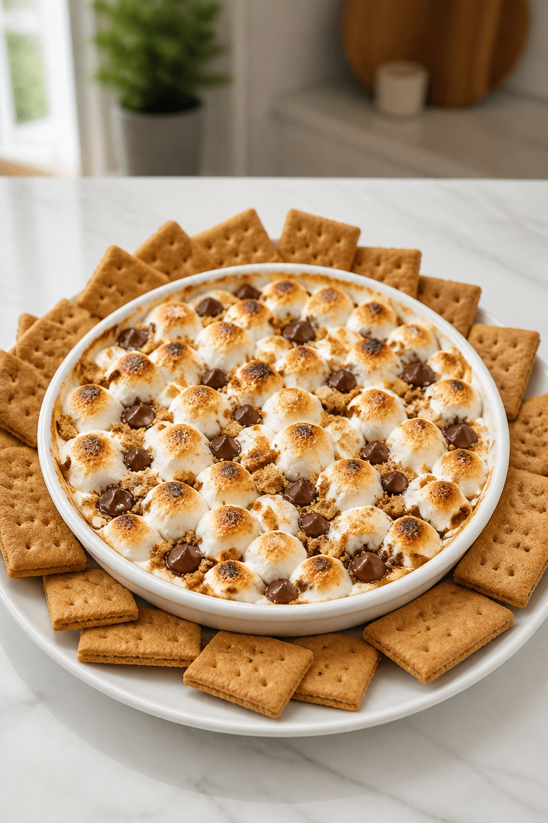 Campfire S'more Dip Dessert with Graham Cracker Campfire S'more Dip Dessert with Graham Cracker