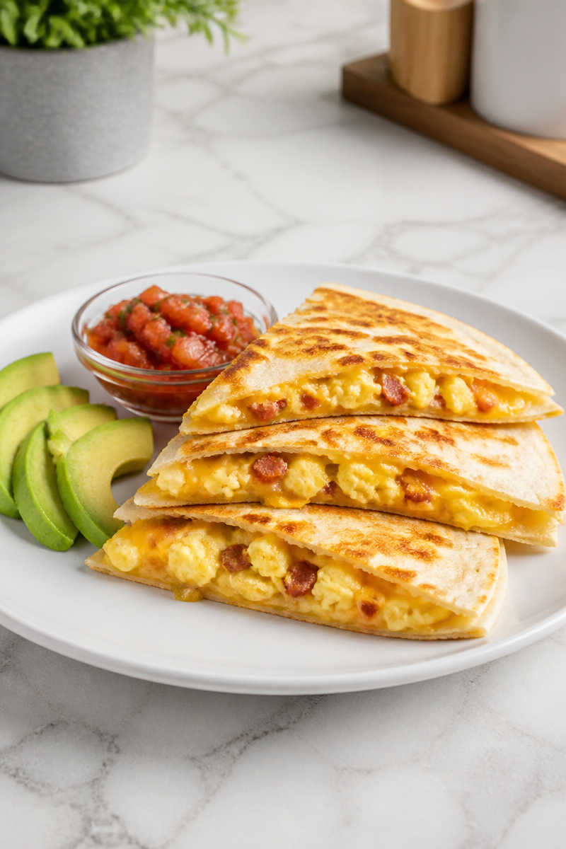 Cheesy Egg And Turkey Bacon Breakfast Quesadilla Cheesy Egg And Turkey Bacon Breakfast Quesadilla