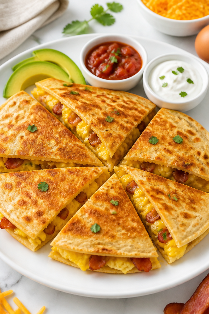 Cheesy Egg And Turkey Bacon Breakfast Quesadilla Cheesy Egg And Turkey Bacon Breakfast Quesadilla