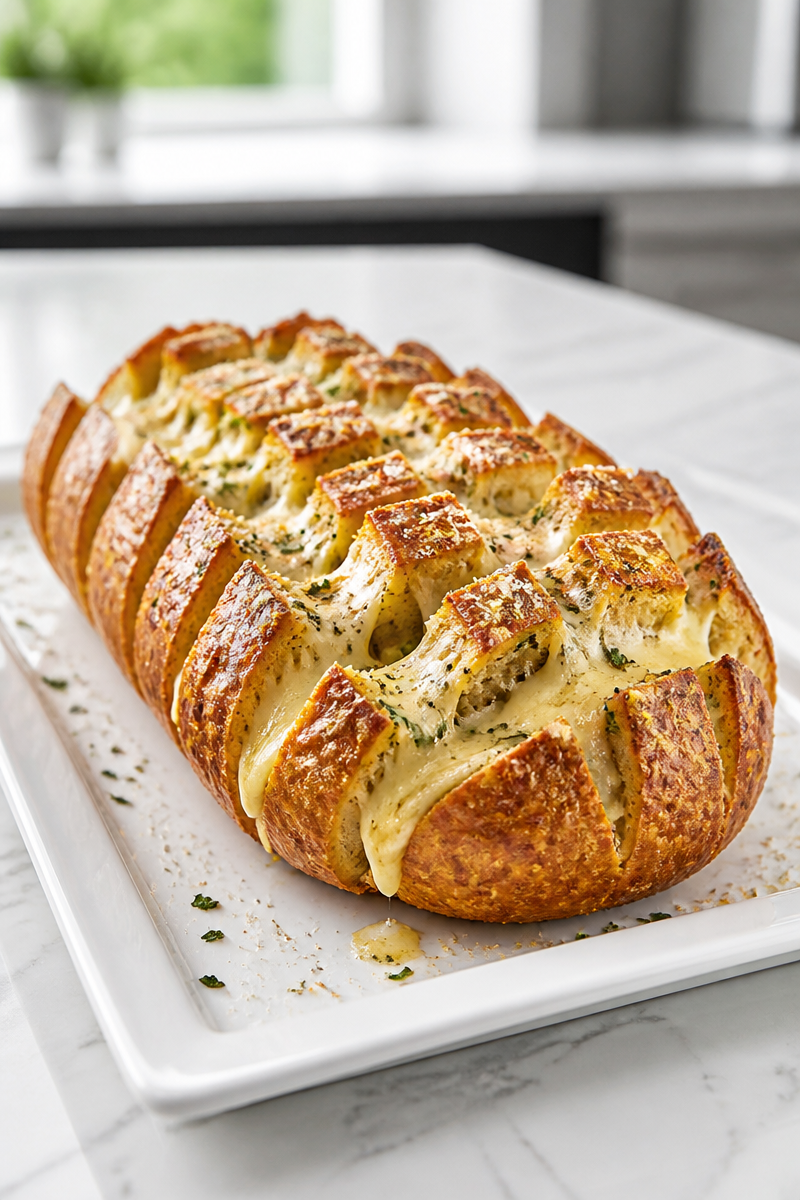 Cheesy Garlic Bread Pull-Apart Loaf with Mozzarella Cheesy Garlic Bread Pull-Apart Loaf with Mozzarella