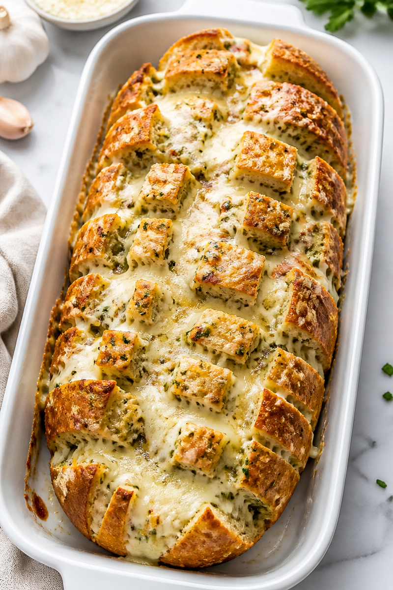 Cheesy Garlic Bread Pull-Apart Loaf with Mozzarella Cheesy Garlic Bread Pull-Apart Loaf with Mozzarella