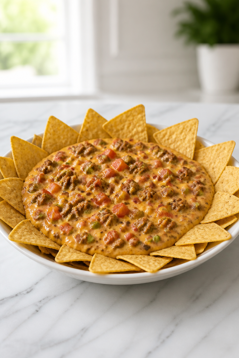 Cheesy Halal Ground Beef Queso Dip Snack Cheesy Halal Ground Beef Queso Dip Snack