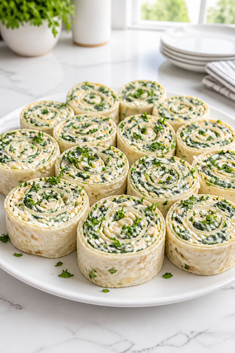 Cheesy Spinach And Artichoke Pinwheel Appetizer