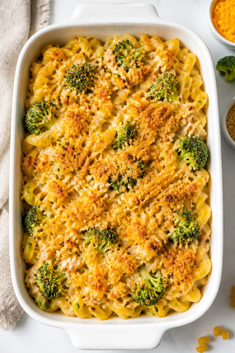 Cheesy Tuna Noodle Casserole with Broccoli
