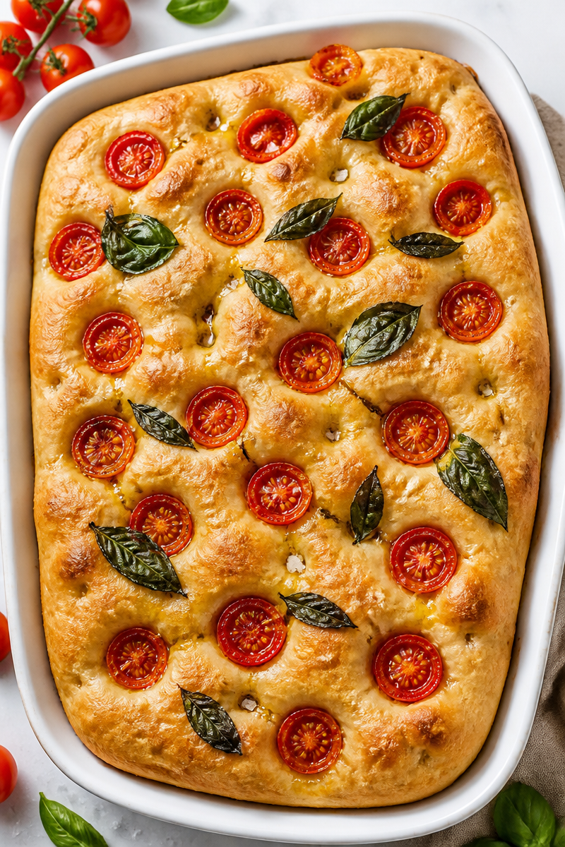 Cherry Tomato And Fresh Basil Foccacia Bread Recipe Cherry Tomato And Fresh Basil Foccacia Bread Recipe