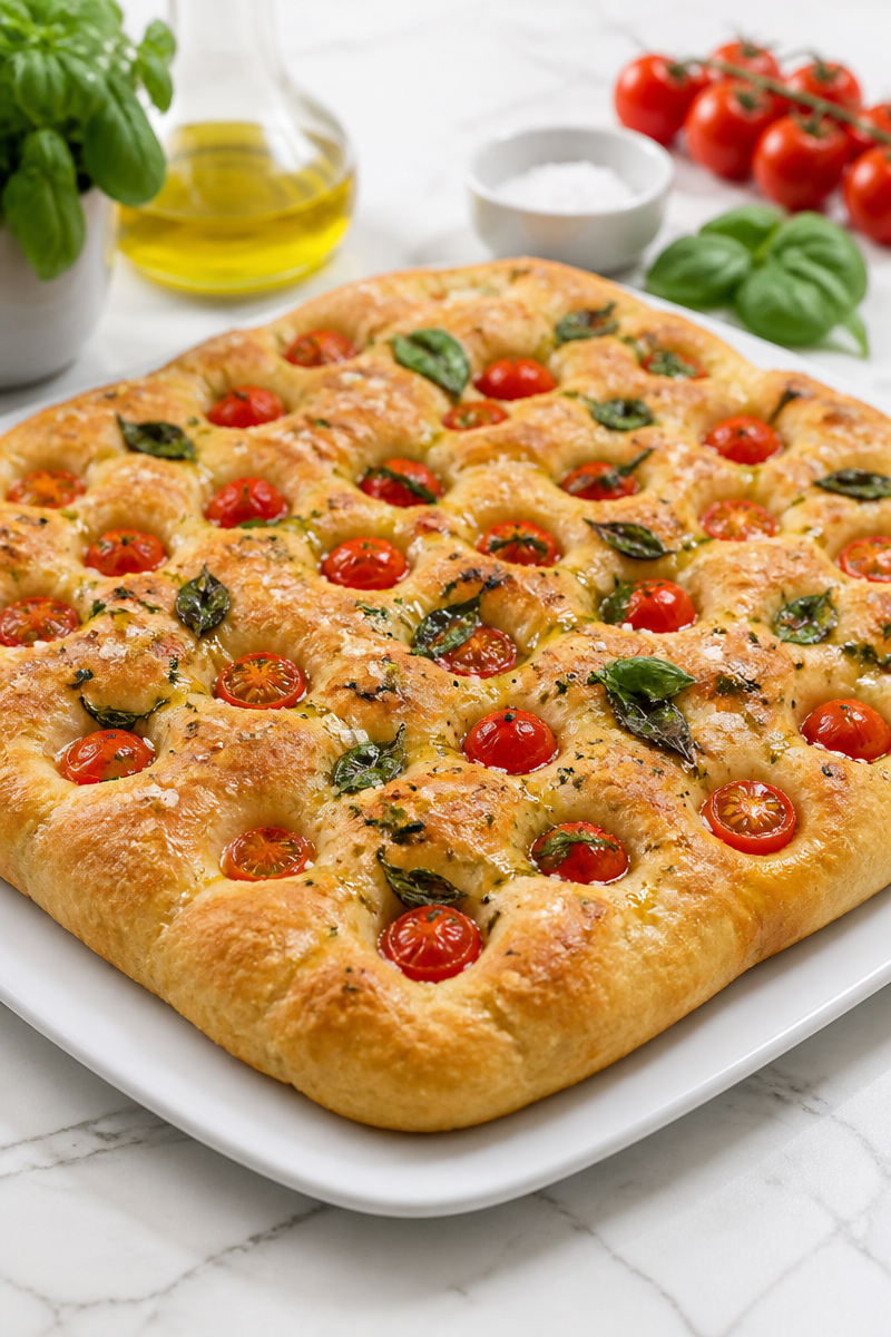Cherry Tomato And Fresh Basil Foccacia Bread Recipe Cherry Tomato And Fresh Basil Foccacia Bread Recipe