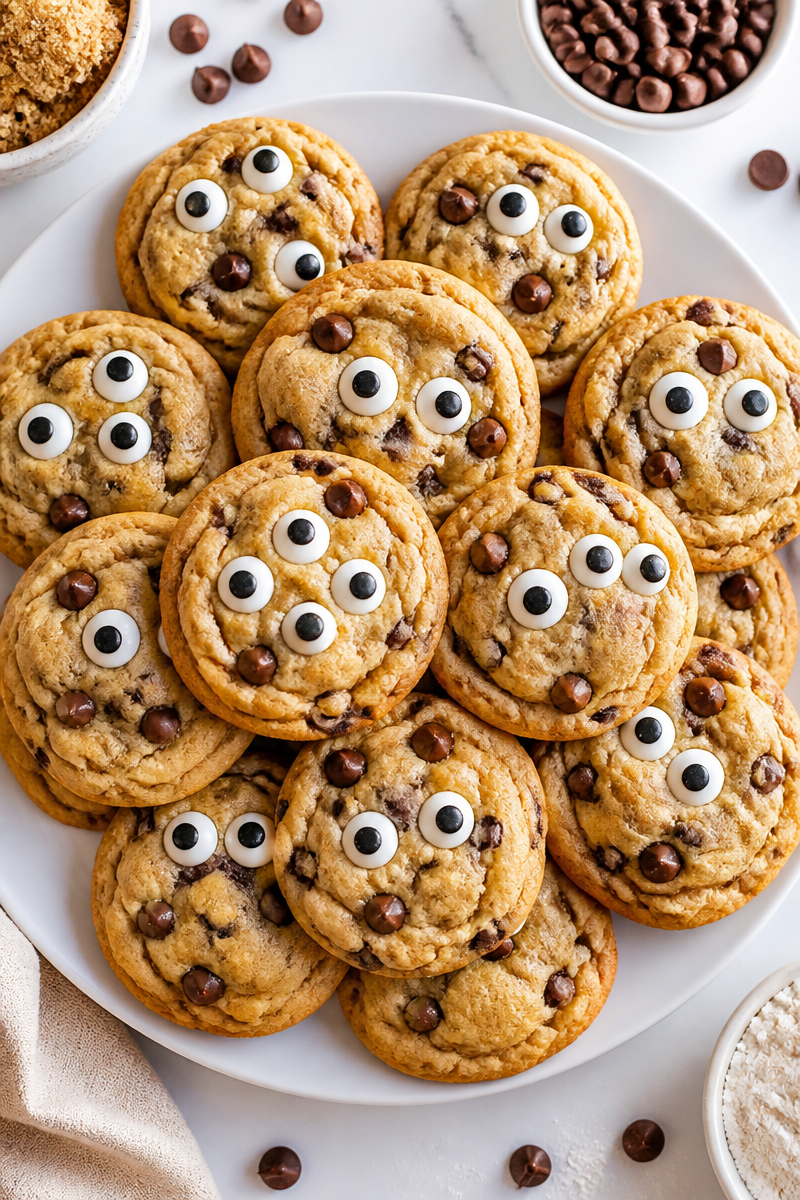 Chewy Monster Eyeball Chocolate Chip Cookie