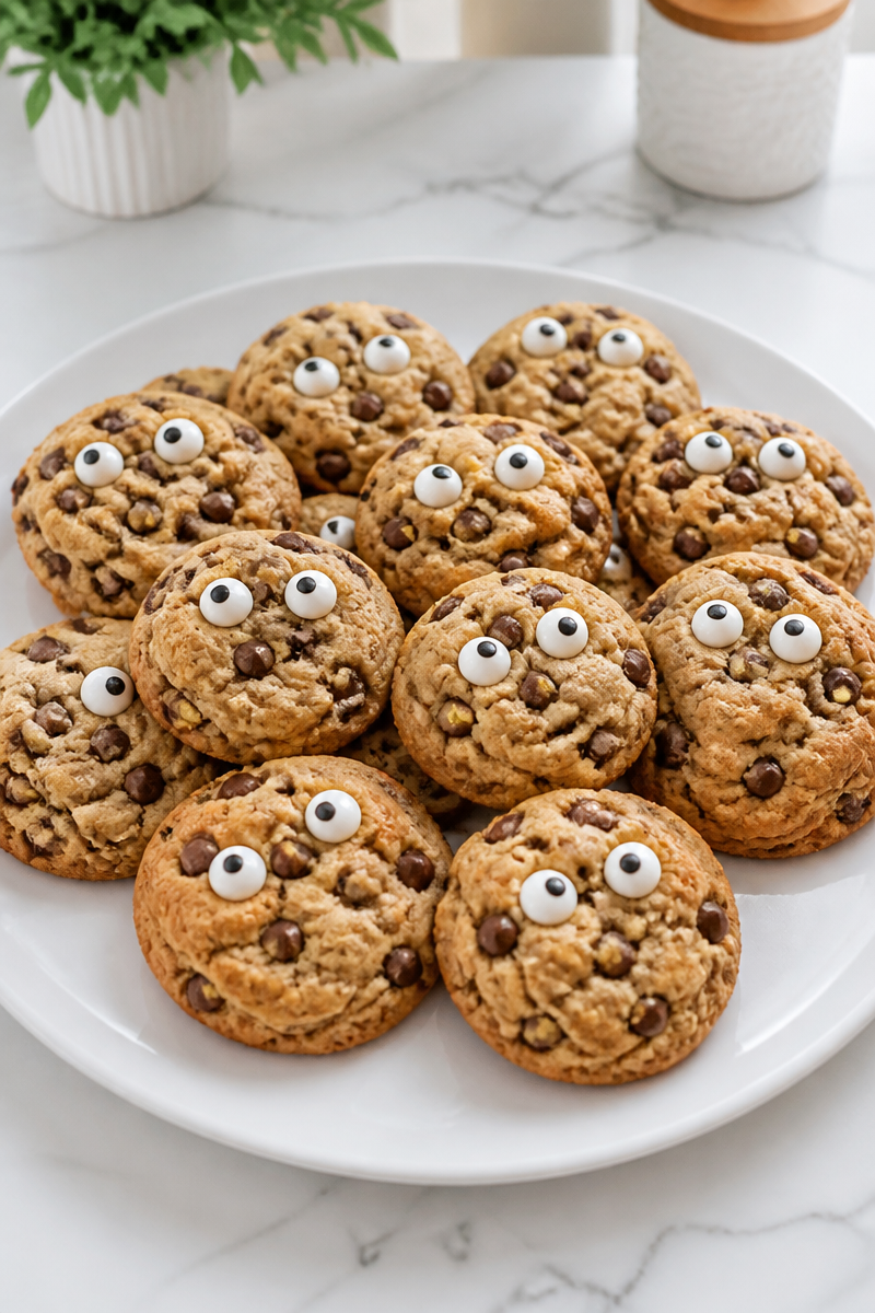 Chewy Monster Eyeball Chocolate Chip Cookie