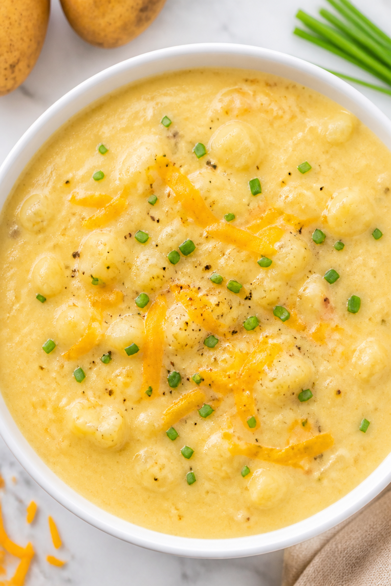 Chunky Cheddar And Chive Potato Soup Recipe Chunky Cheddar And Chive Potato Soup Recipe