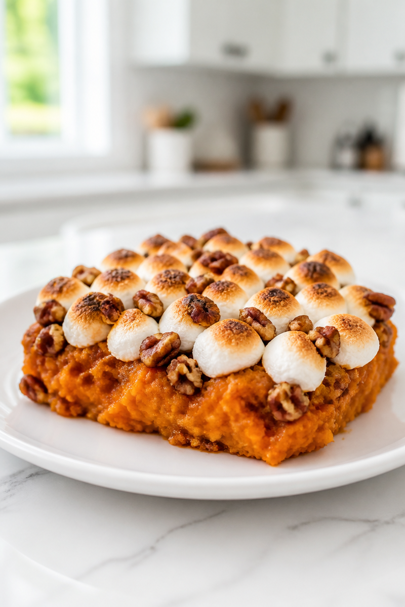 Cinnamon Spiced Sweet Potato Casserole with Marshmallow Cinnamon Spiced Sweet Potato Casserole with Marshmallow