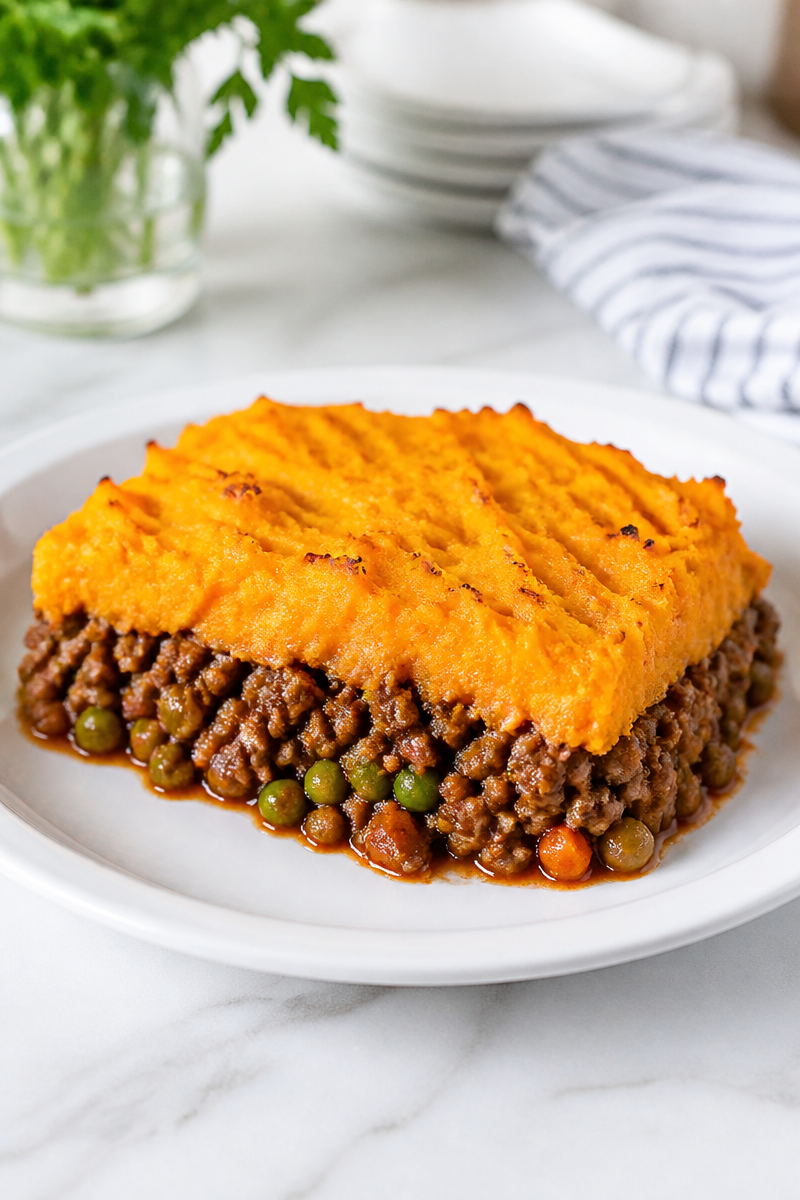 Classic Beef Shepherd Pie with Sweet Potato Mash