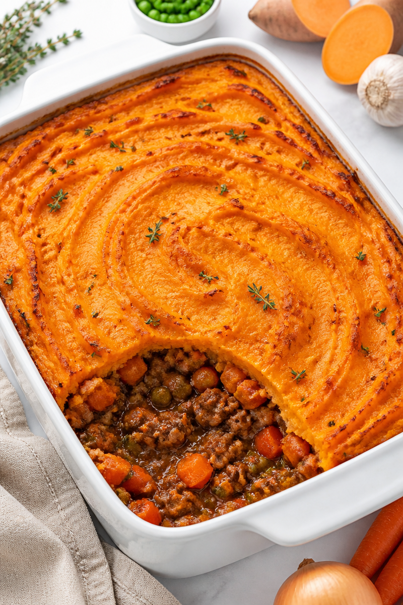 Classic Beef Shepherd Pie with Sweet Potato Mash