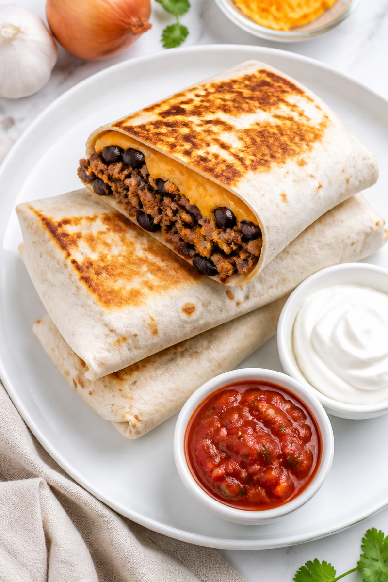 Classic Beef and Black Bean Burrito Classic Beef and Black Bean Burrito