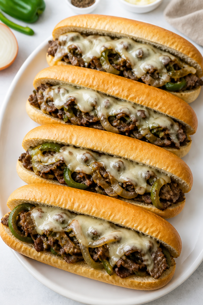 Classic Halal Beef Philly Cheesesteak Sandwich