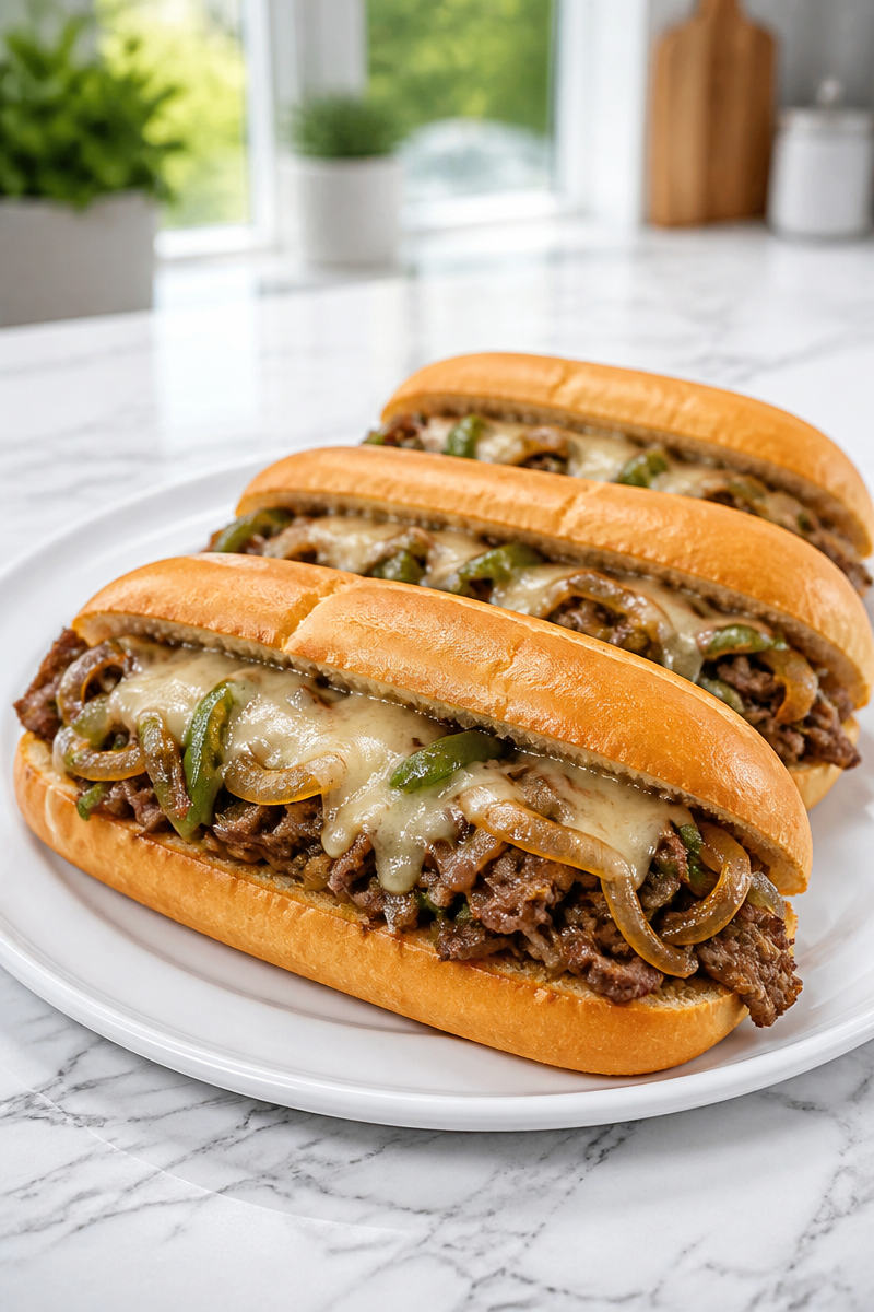 Classic Halal Beef Philly Cheesesteak Sandwich