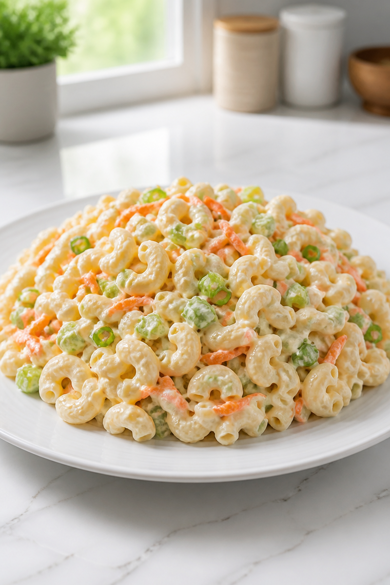 Classic Hawaiian Style Macaroni Salad Side