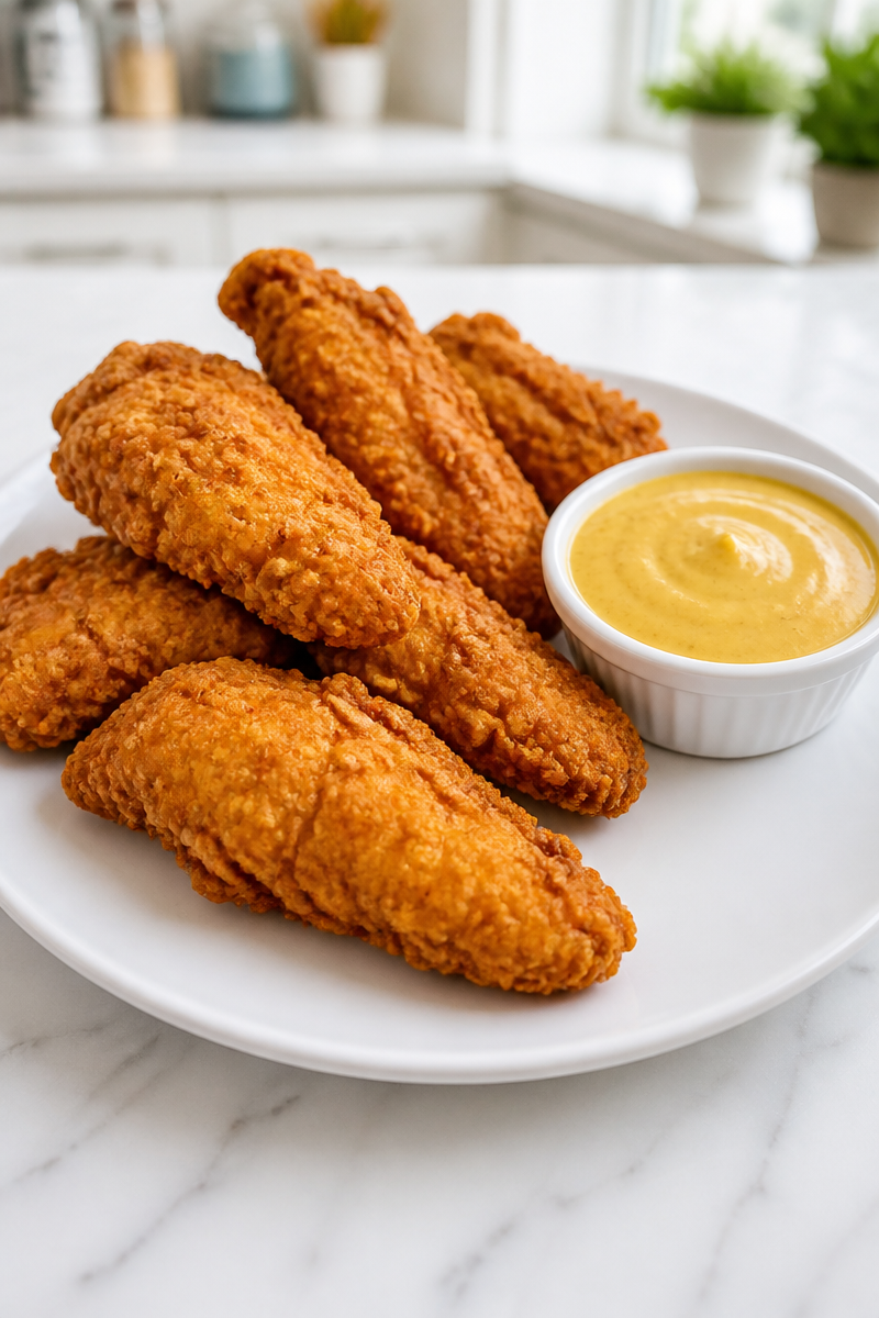 Classic Southern Fried Chicken Tenders with Honey Mustard