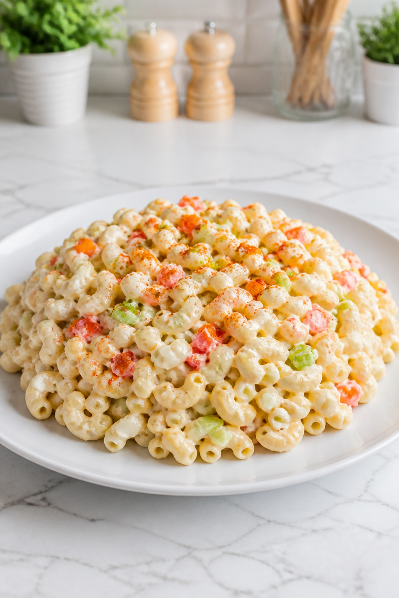 Classic Southern Macaroni Salad with Mayonnaise and Celery