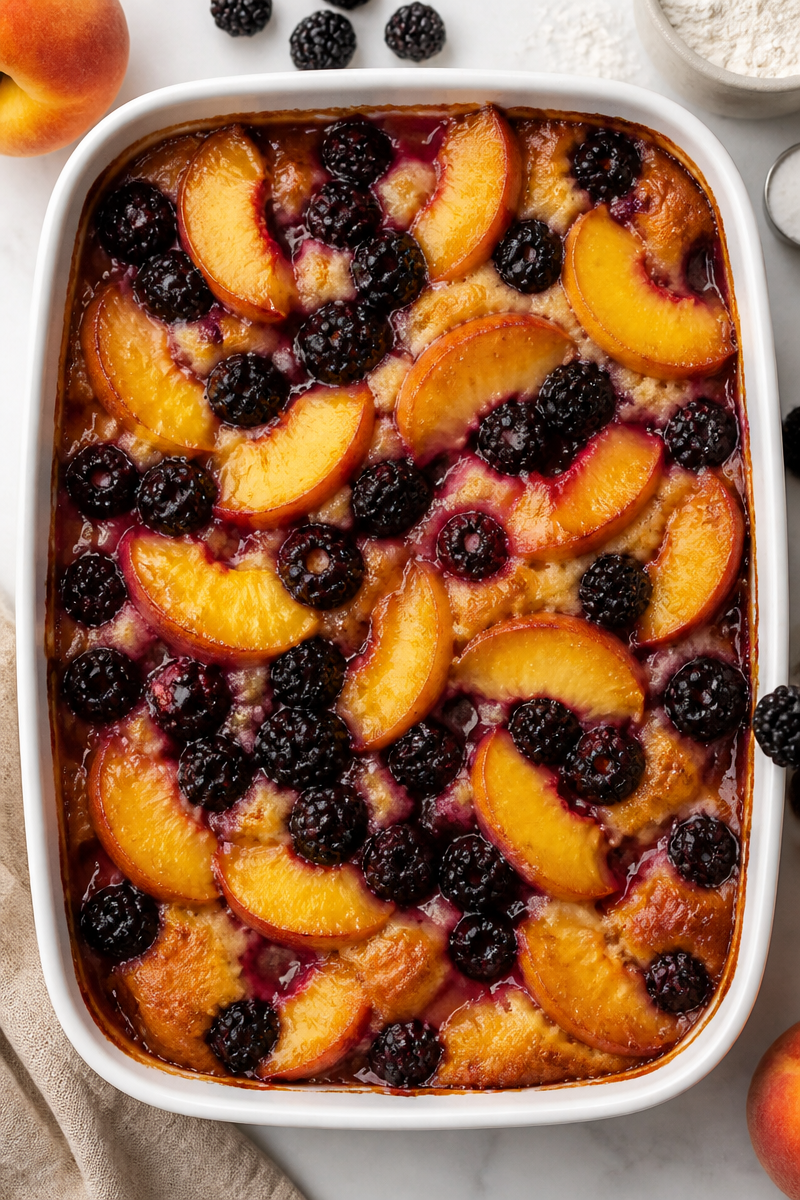 Classic Southern Peach and Blackberry Cobbler