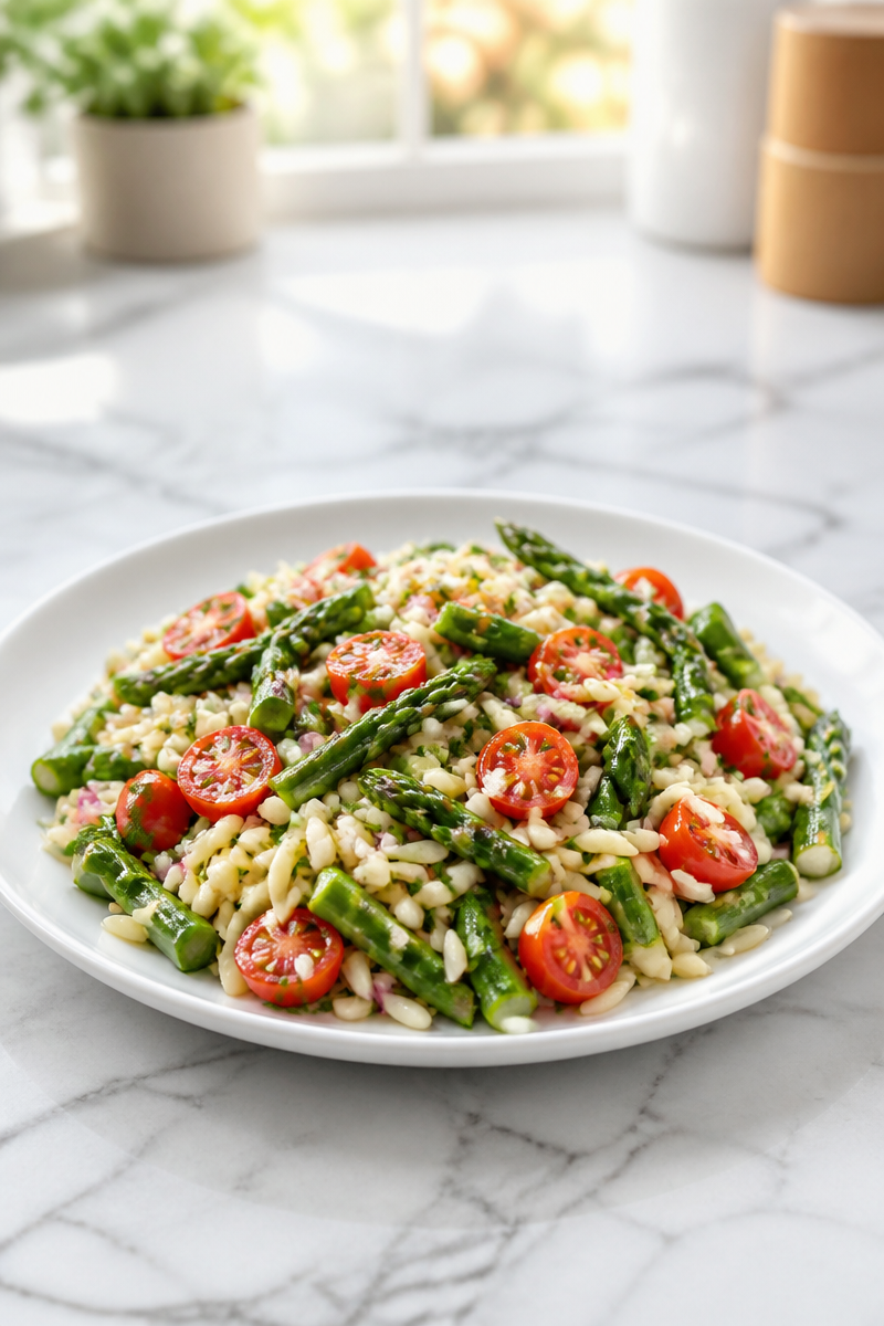 Cold Asparagus and Orzo Salad with Lemon Herb Dressing Cold Asparagus and Orzo Salad with Lemon Herb Dressing