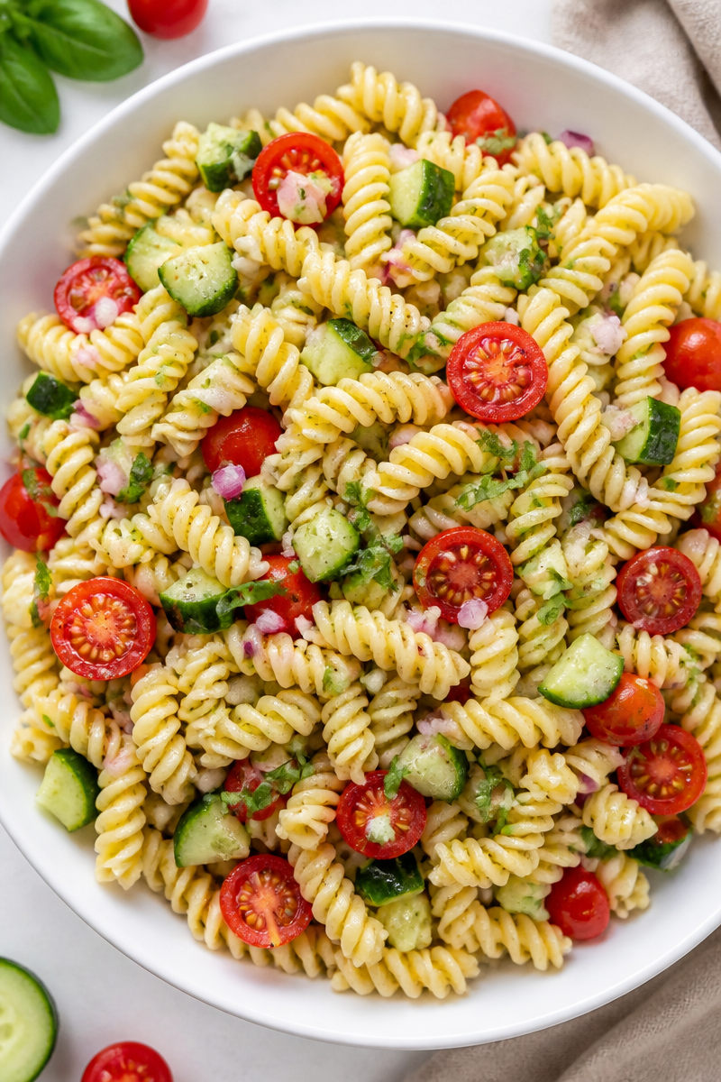 Cold Cucumber and Tomato Summer Pasta Salad Cold Cucumber and Tomato Summer Pasta Salad