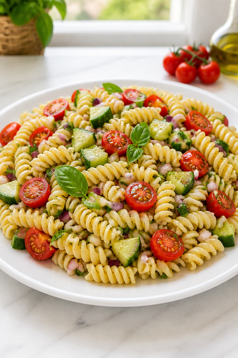 Cold Cucumber and Tomato Summer Pasta Salad Cold Cucumber and Tomato Summer Pasta Salad