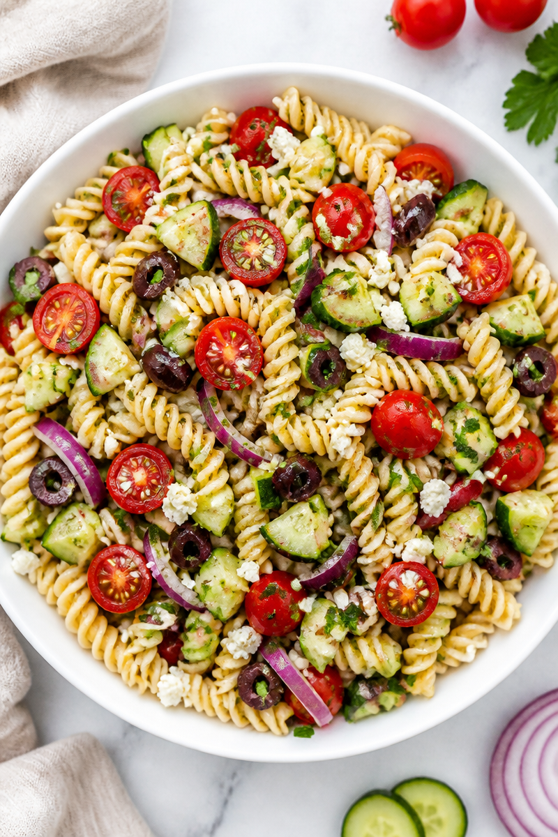 Cold Mediterranean Pasta Salad Lunch Bowl Cold Mediterranean Pasta Salad Lunch Bowl