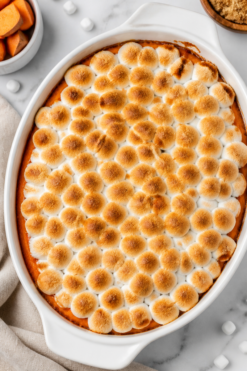 Copycat Ruth Chris Sweet Potato Casserole with Marshmallows