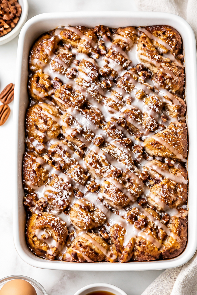 Cozy Baked Pecan Cinnamon Roll Casserole