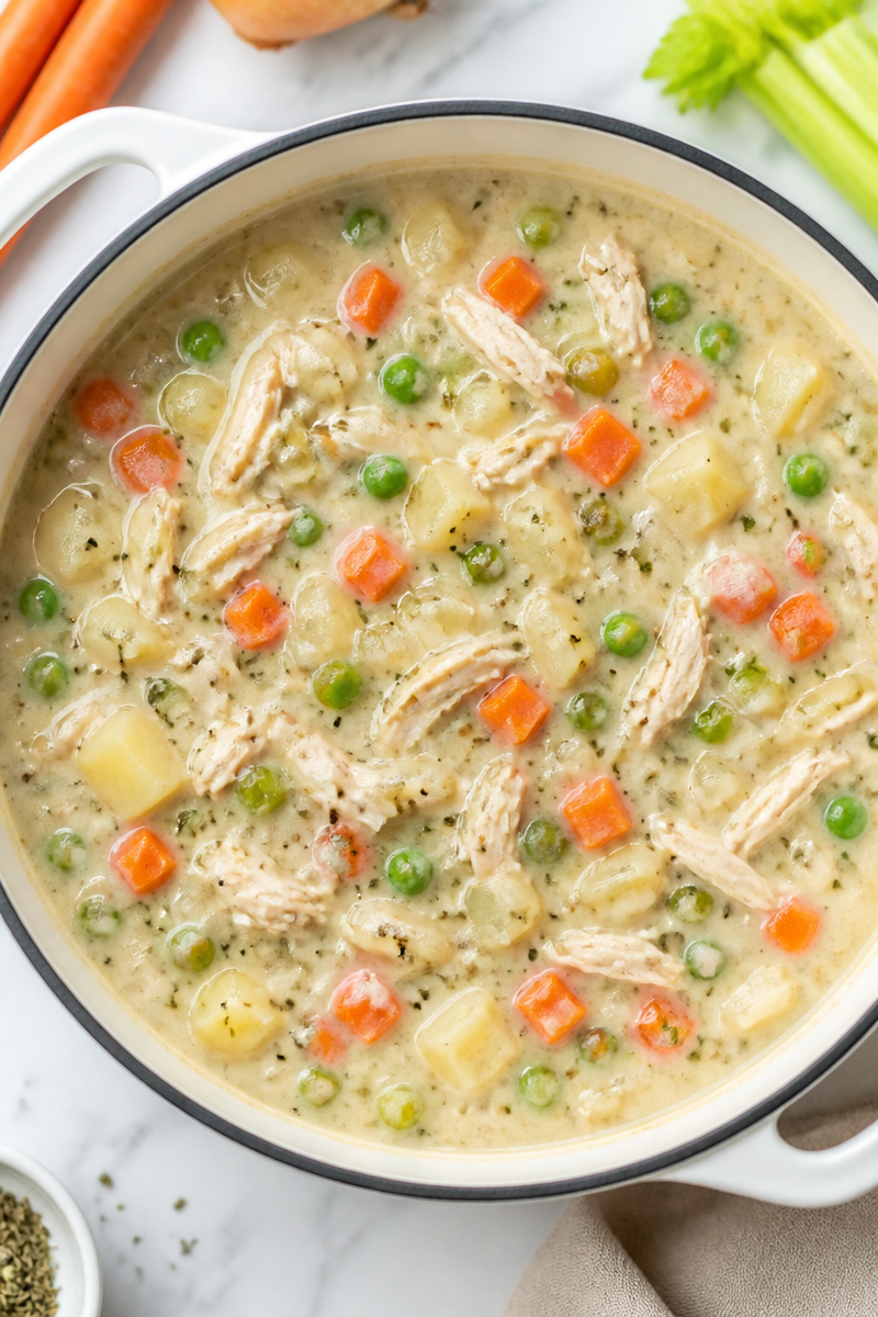 Cozy Homemade Chicken Pot Pie Soup Recipe