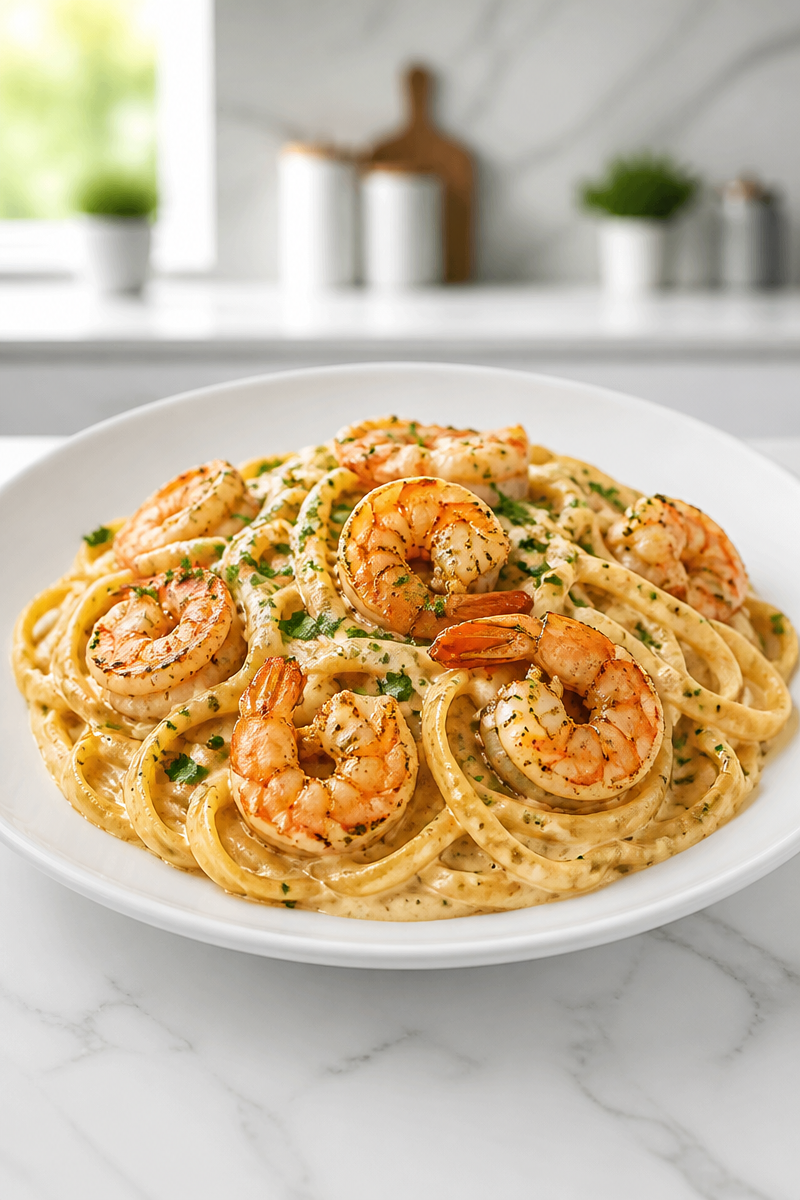 Creamy Cajun Spiced Shrimp Pasta Alfredo