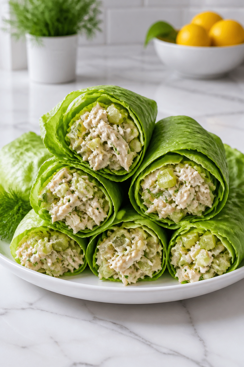 Creamy Dill Pickle Chicken Salad Wrap with Lettuce Creamy Dill Pickle Chicken Salad Wrap with Lettuce