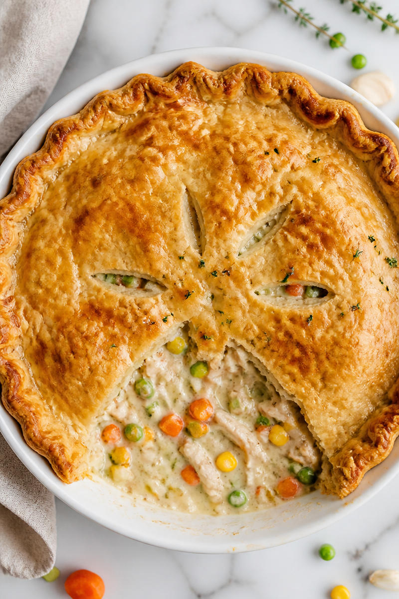 Creamy Garlic And Herb Chicken Pot Pie Casserole Creamy Garlic And Herb Chicken Pot Pie Casserole